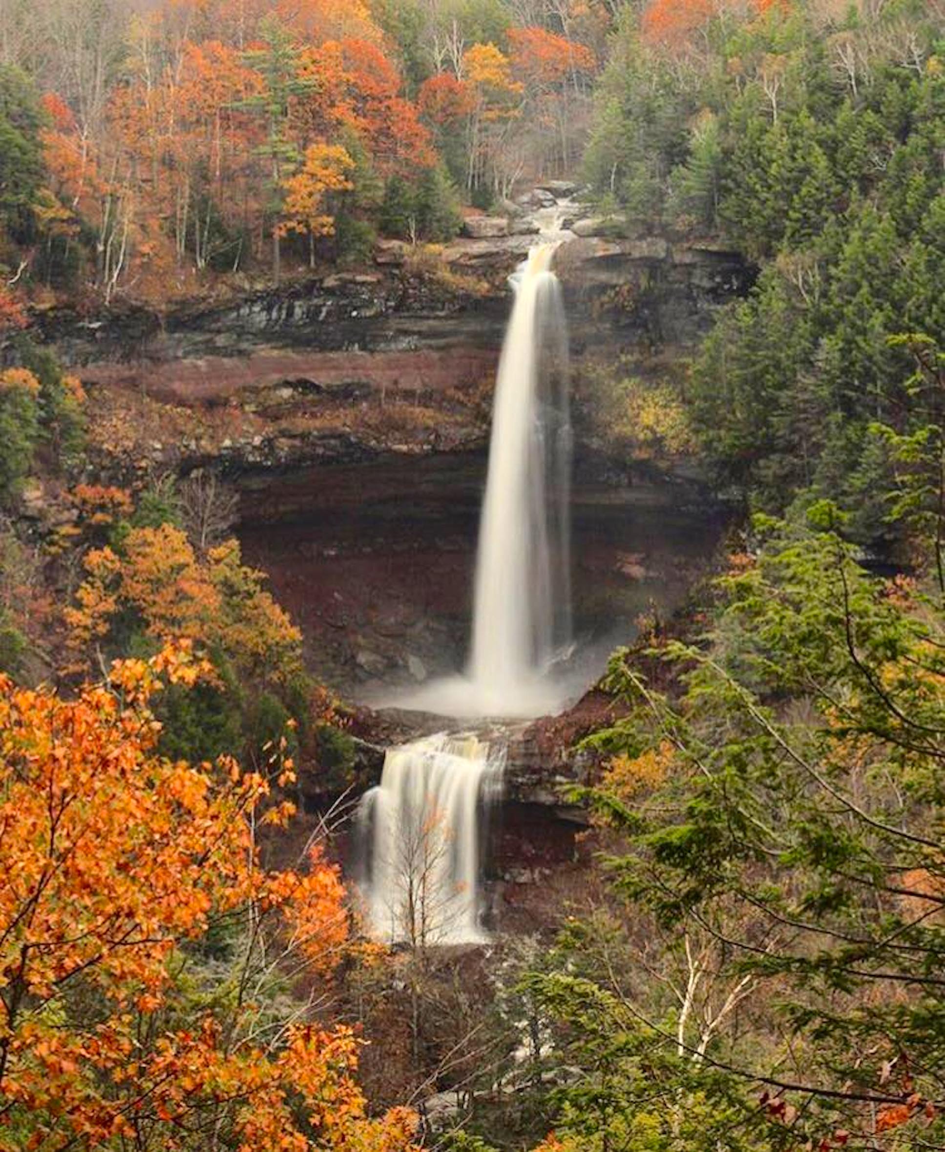 Waterfall in autumn.